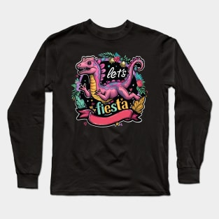 Cute dino happy cinco de mayo let's fiesta Long Sleeve T-Shirt